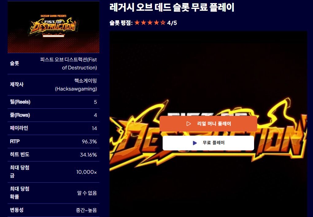 WEGO88 피스트 오브 디스트럭션(Fist of Destruction) 슬롯 완벽 가이드 5 2026 07 12 062544