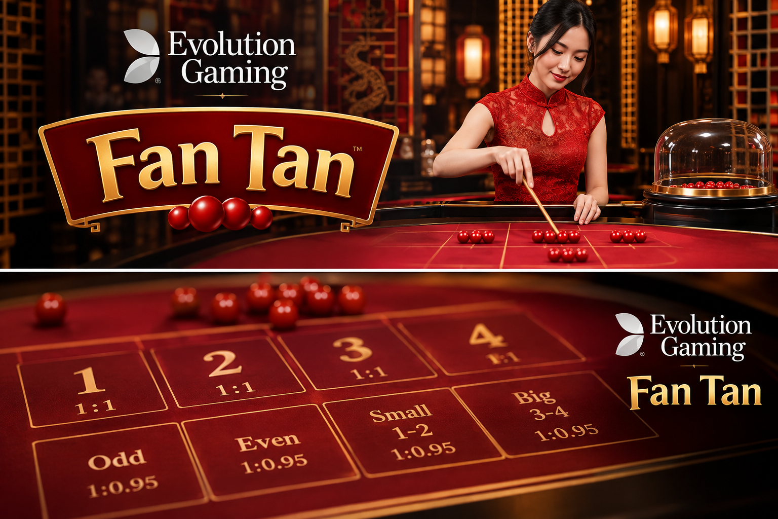 Evolution Gaming Fan Tan 라이브 카지노 게임과 딜러 이미지